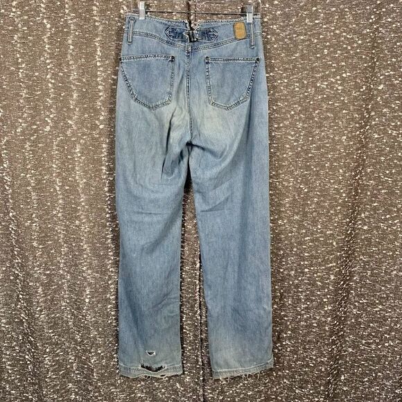 Vintage Y2K‎ Repair Branded Distressed Denim Jeans 5 Button Fly Women's 7/8 - Picture 6 of 14